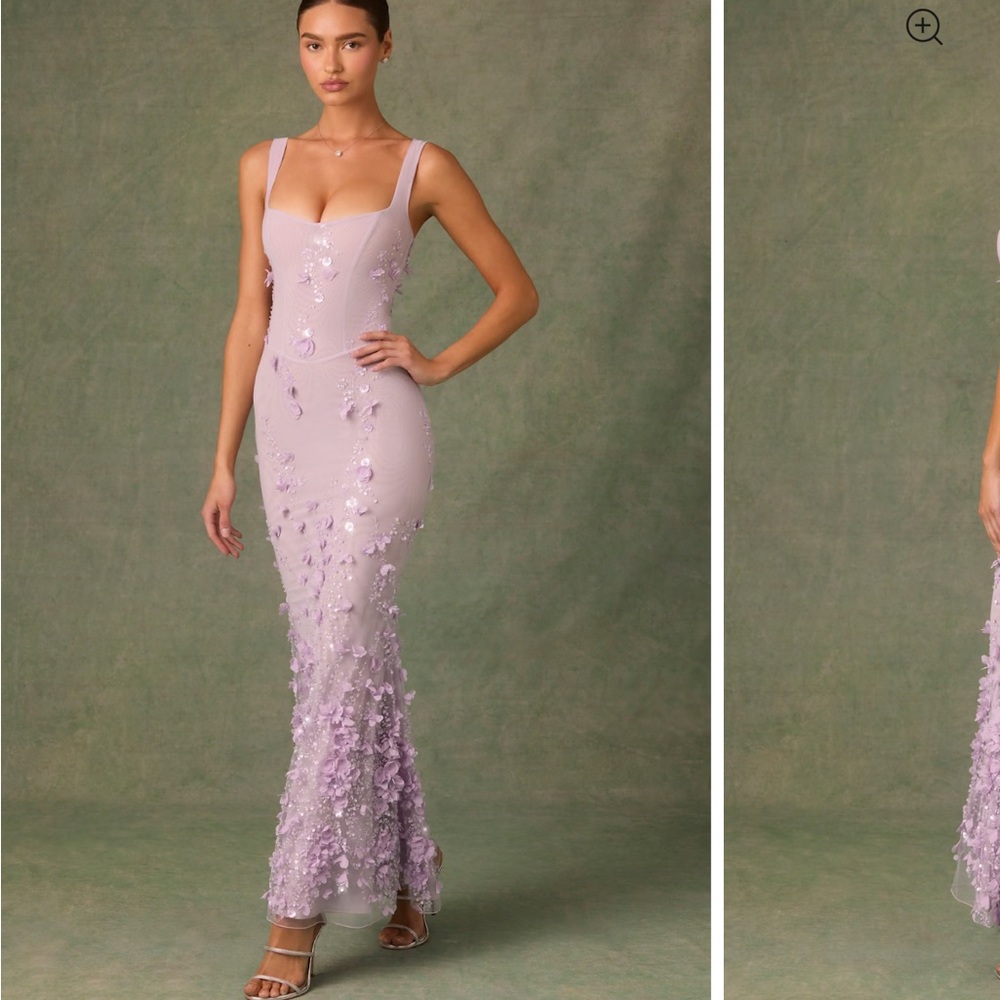Vasanta Oh Polly Lilac Floral Embellished Gown